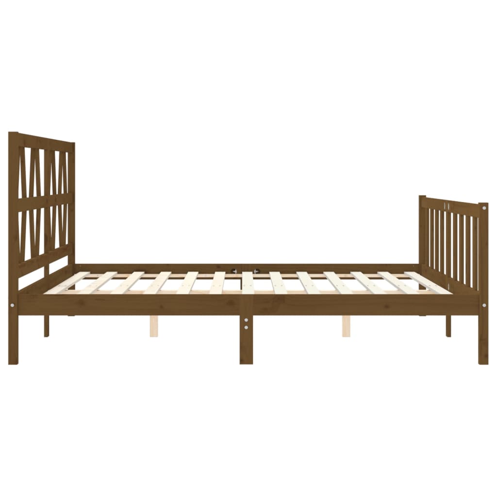 Cadre de lit sans matelas marron miel 200x200cm bois pin massif