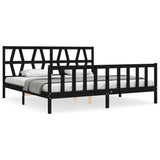 Cadre de lit sans matelas noir 200x200 cm bois massif de pin