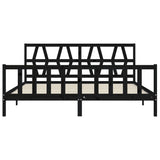 Cadre de lit sans matelas noir 200x200 cm bois massif de pin