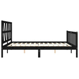 Cadre de lit sans matelas noir 200x200 cm bois massif de pin