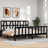 Cadre de lit sans matelas noir 200x200 cm bois massif de pin