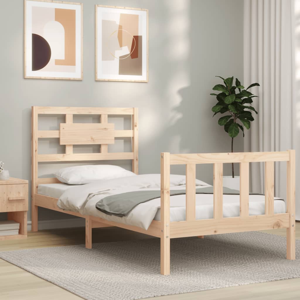 Bed frame without mattress solid pine wood