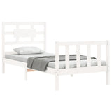 Cadre de lit sans matelas blanc bois de pin massif