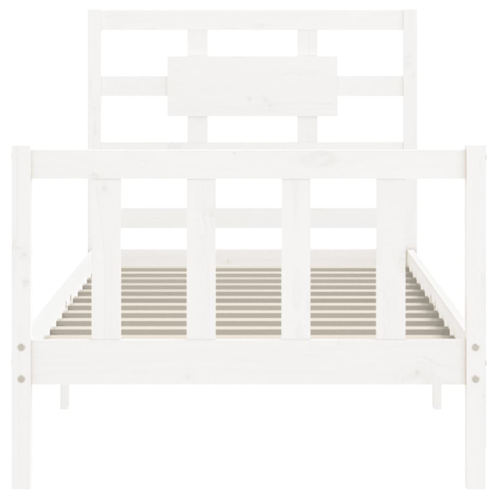 Cadre de lit sans matelas blanc bois de pin massif