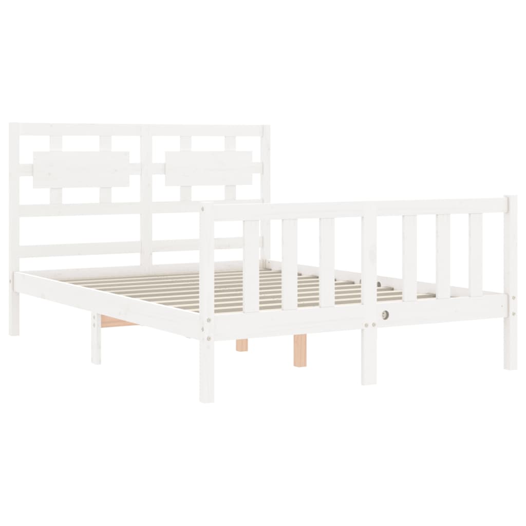 Cadre de lit sans matelas blanc bois de pin massif