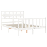 Cadre de lit sans matelas blanc bois de pin massif