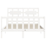 Cadre de lit sans matelas blanc bois de pin massif