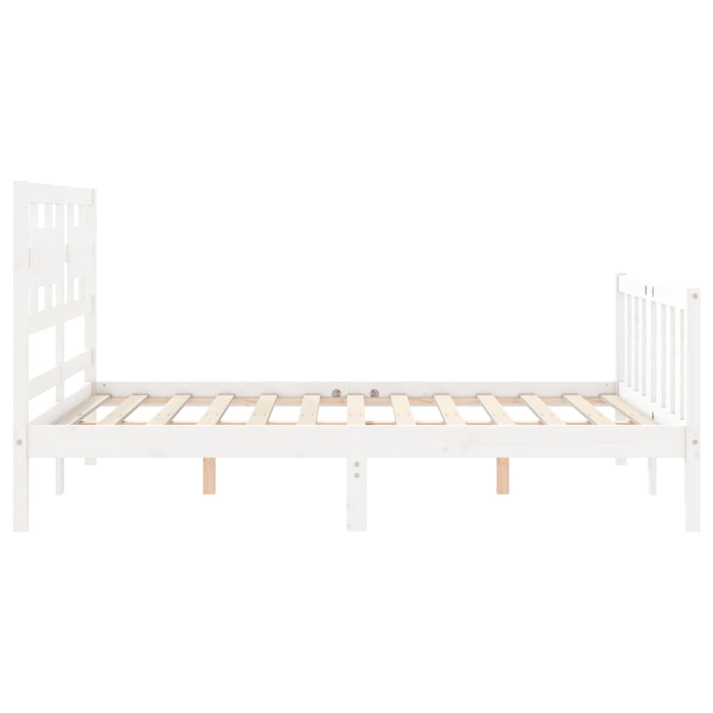 Cadre de lit sans matelas blanc bois de pin massif