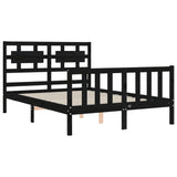 Cadre de lit sans matelas noir 140x190 cm bois de pin massif