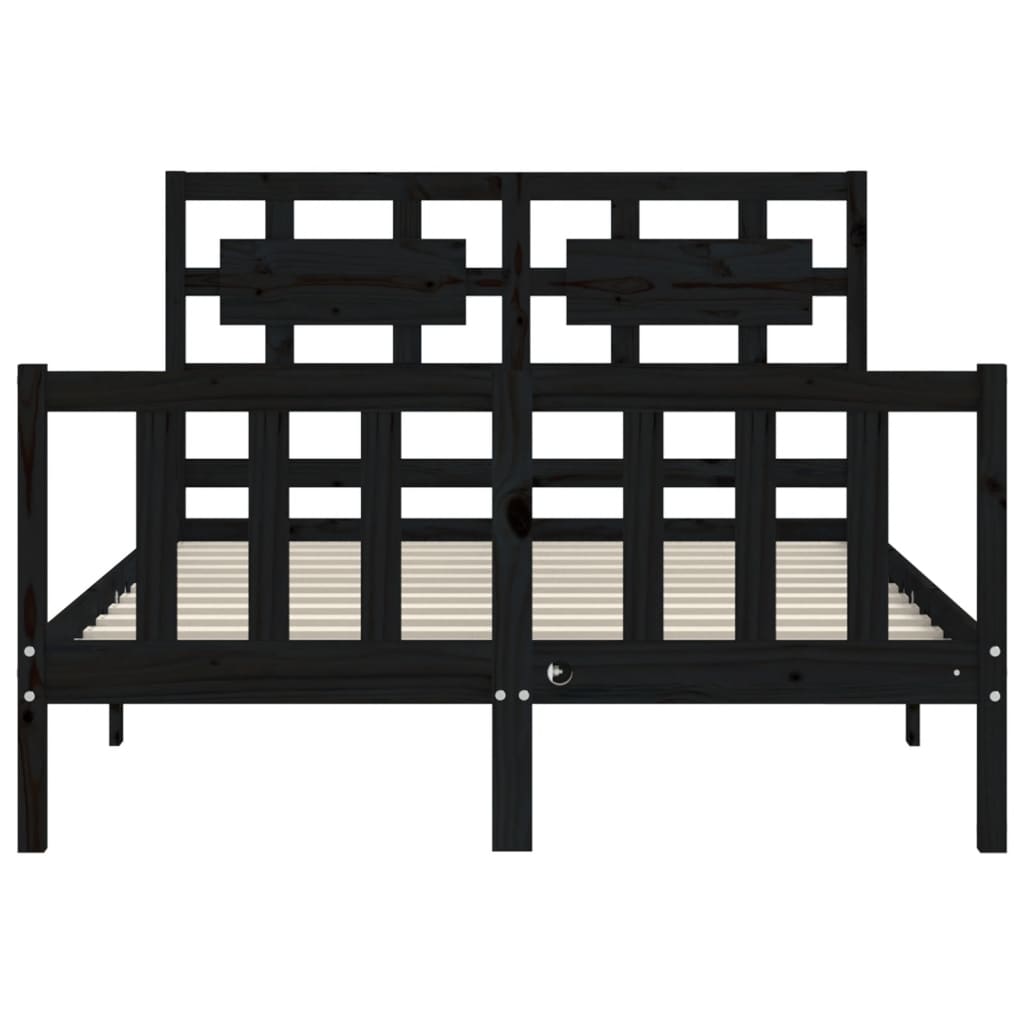 Cadre de lit sans matelas noir 140x190 cm bois de pin massif