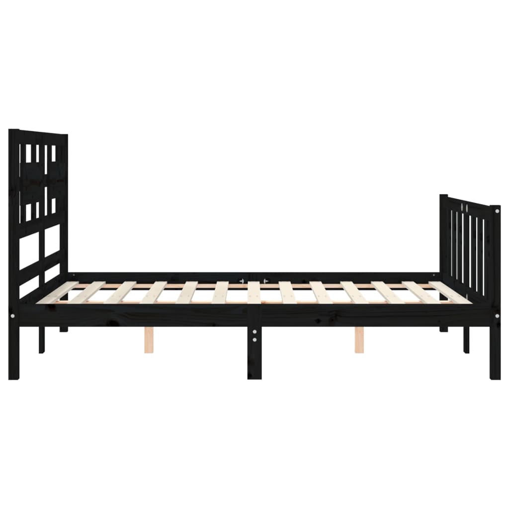 Cadre de lit sans matelas noir 140x190 cm bois de pin massif