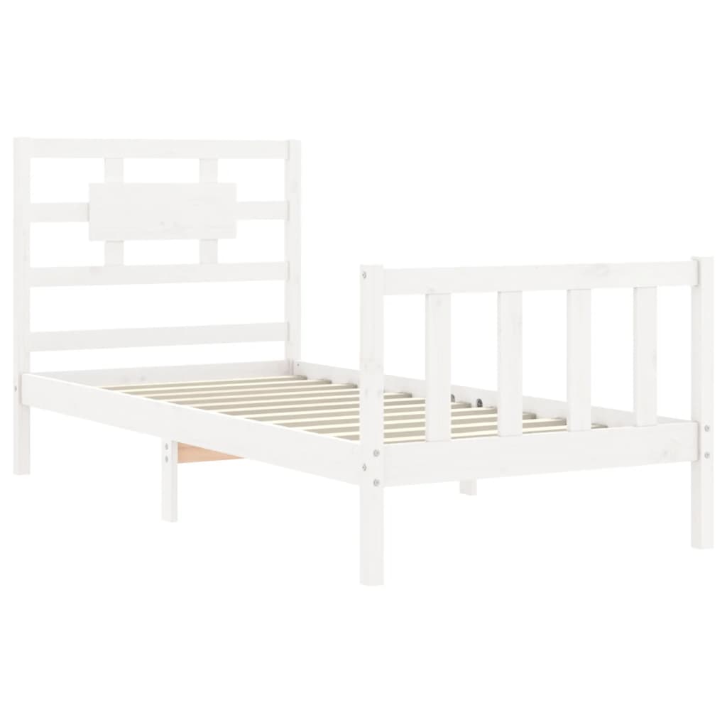 Cadre de lit sans matelas blanc 90x200 cm bois de pin massif