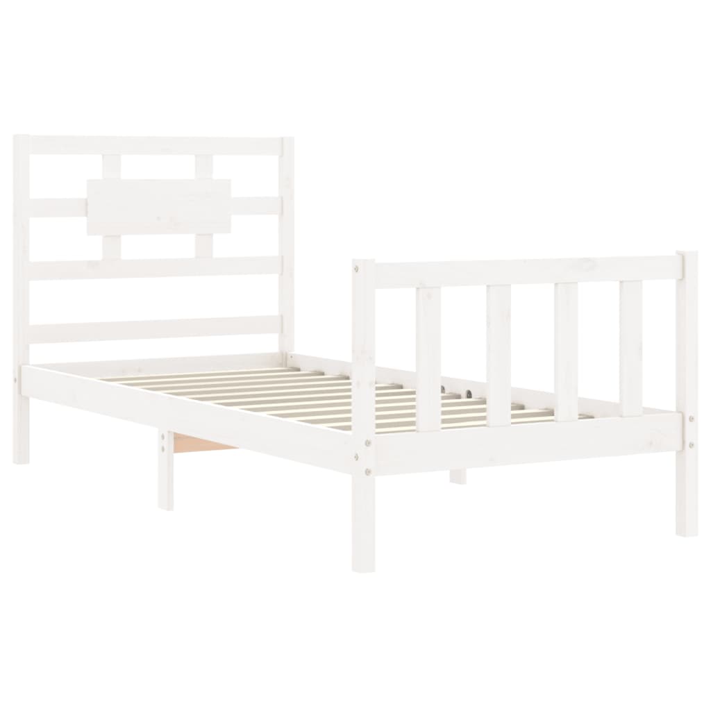 Cadre de lit sans matelas blanc 100x200 cm bois de pin massif