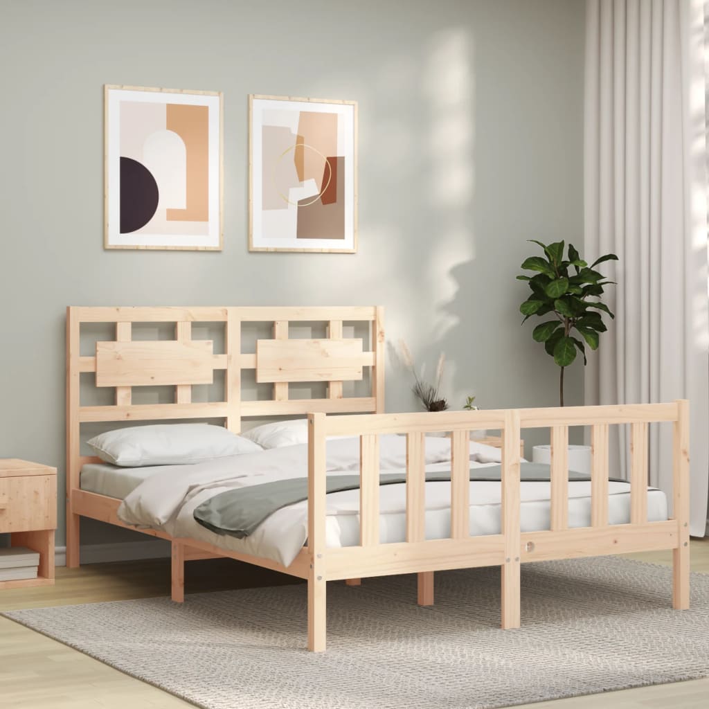 Bed frame without mattress 120x200 cm solid pine wood