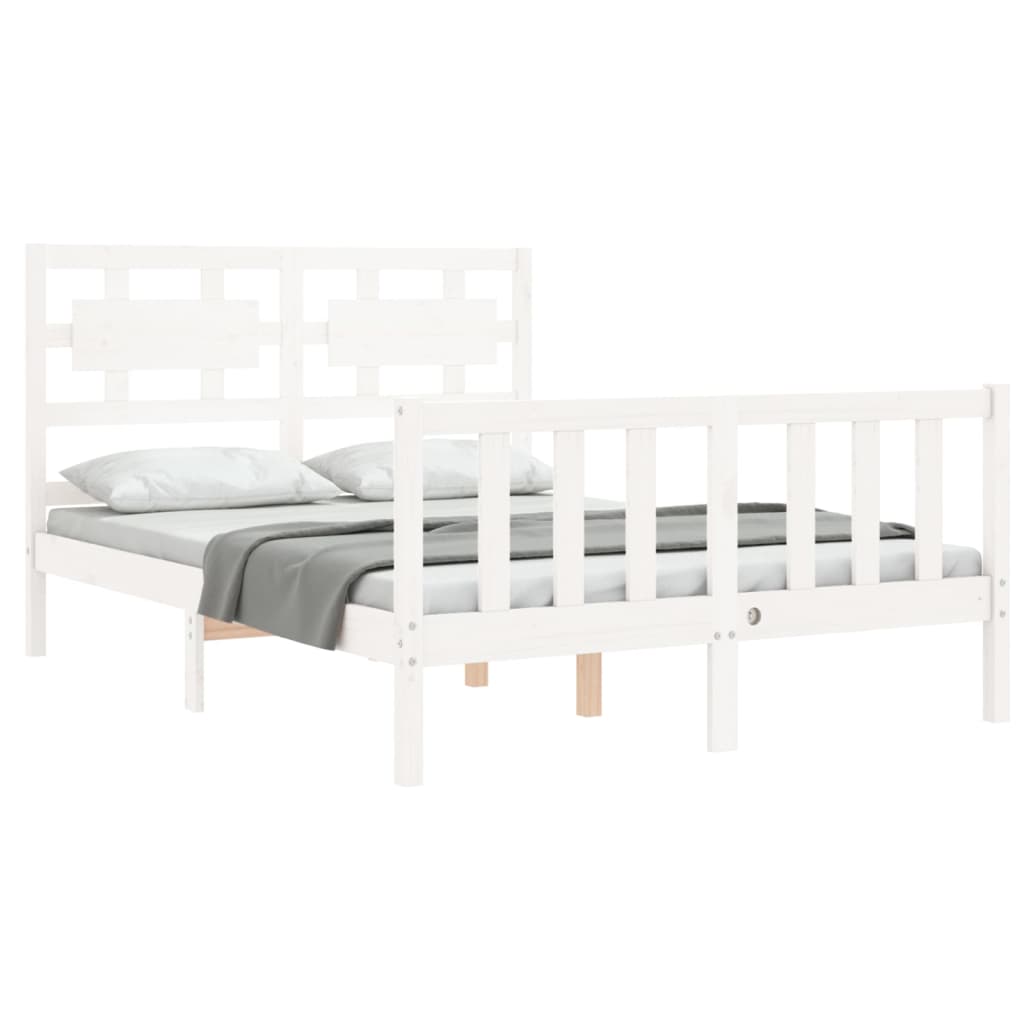 Cadre de lit sans matelas blanc 120x200 cm bois de pin massif