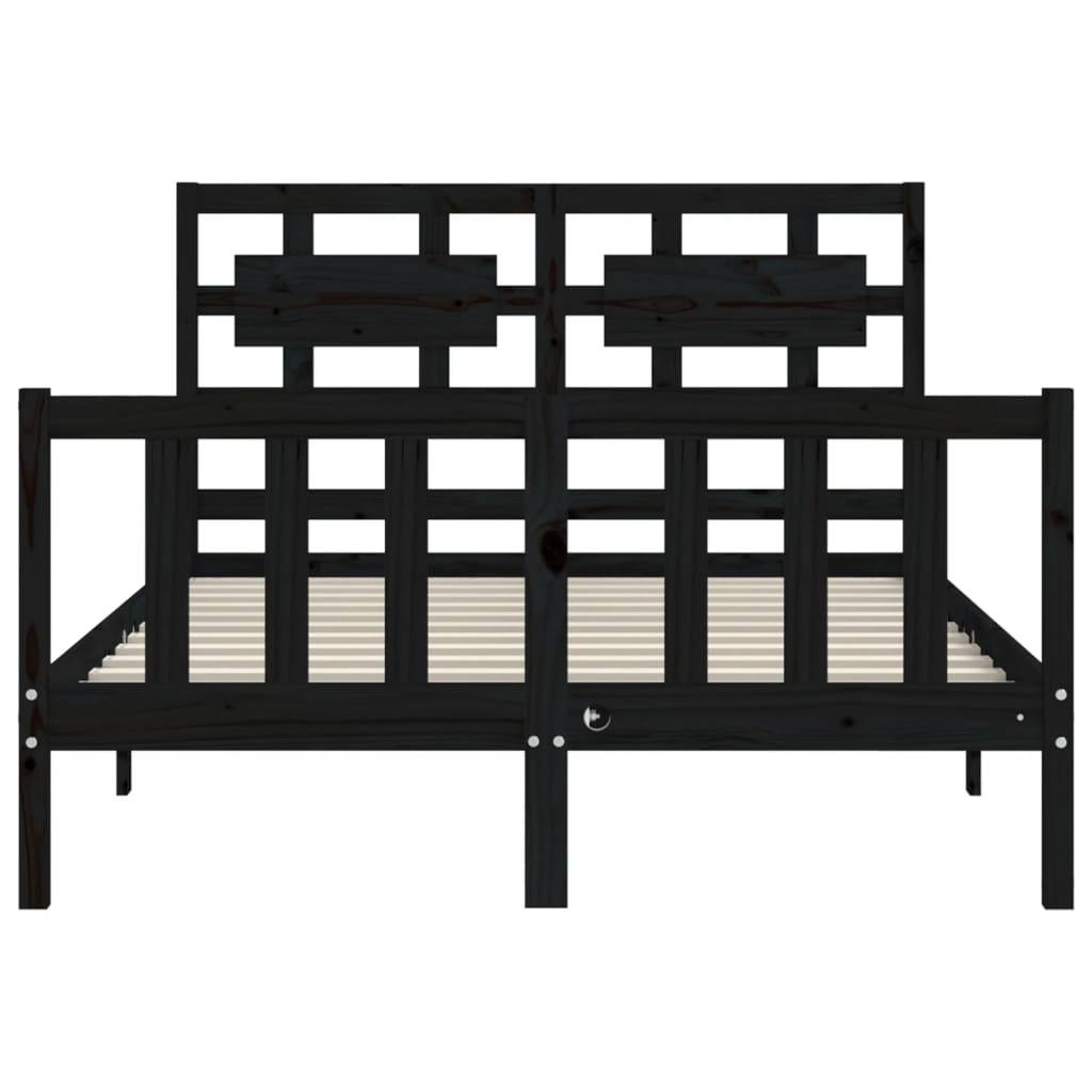 Cadre de lit sans matelas noir 120x200 cm bois de pin massif