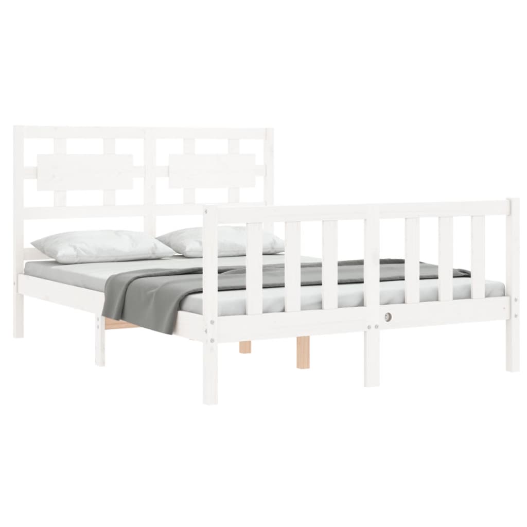 Cadre de lit sans matelas blanc 140x200 cm bois de pin massif