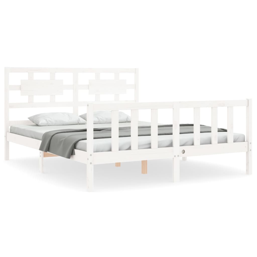 Cadre de lit sans matelas blanc 160x200 cm bois de pin massif