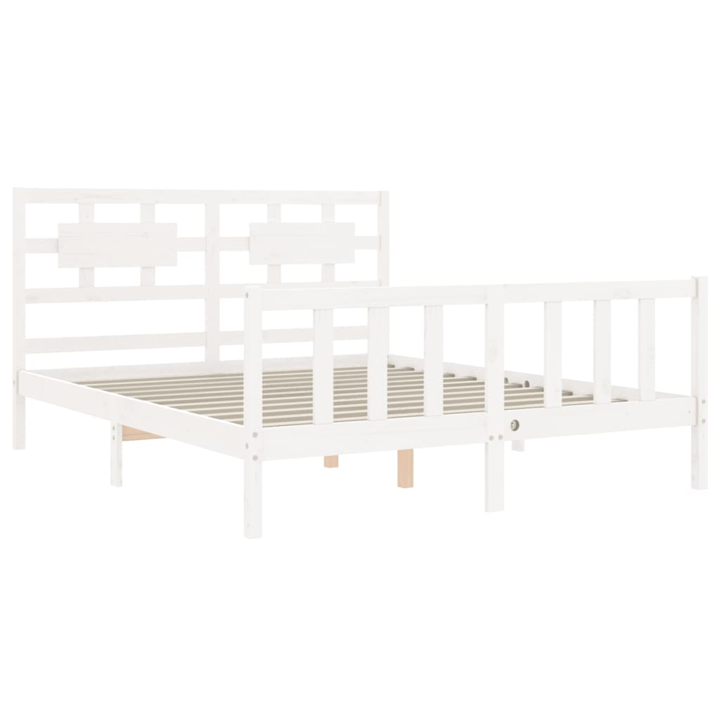 Cadre de lit sans matelas blanc 160x200 cm bois de pin massif