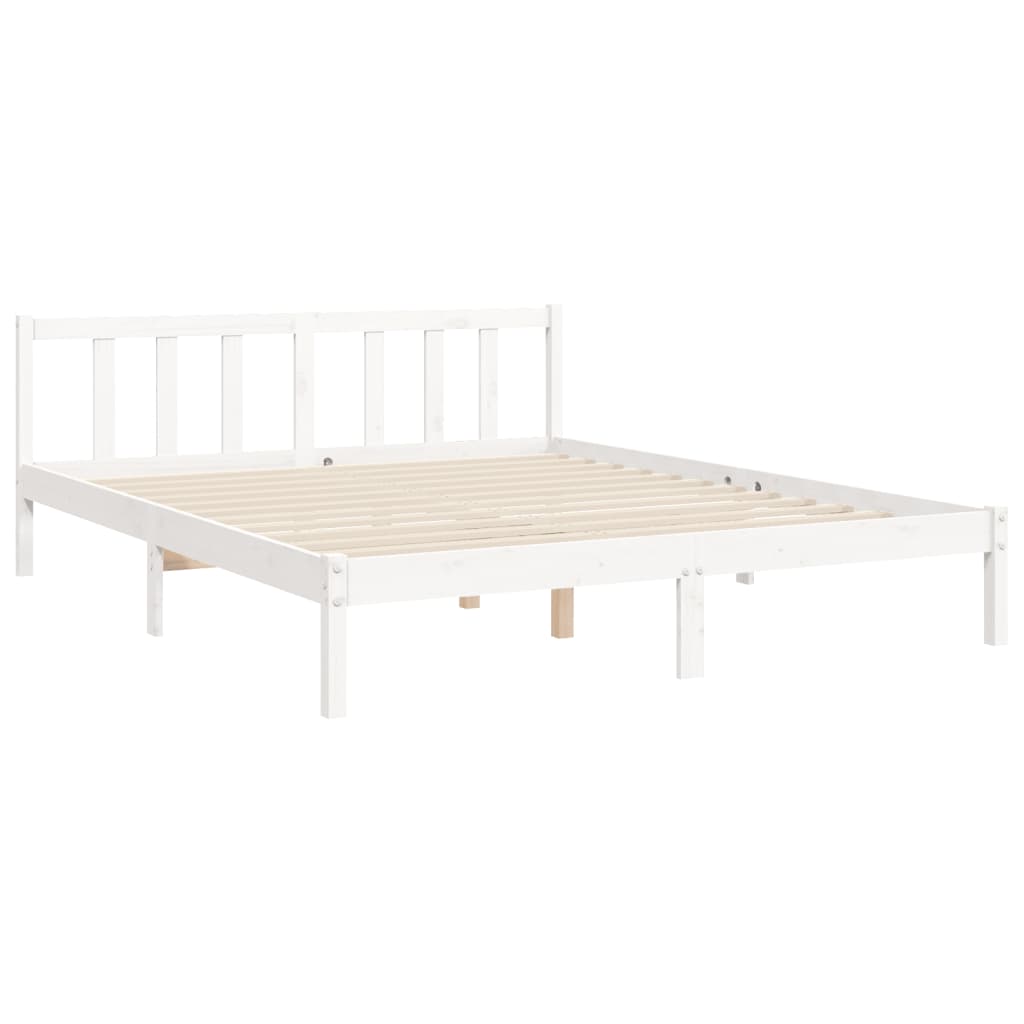 Cadre de lit sans matelas blanc 160x200 cm bois de pin massif