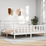 Cadre de lit sans matelas blanc bois massif de pin