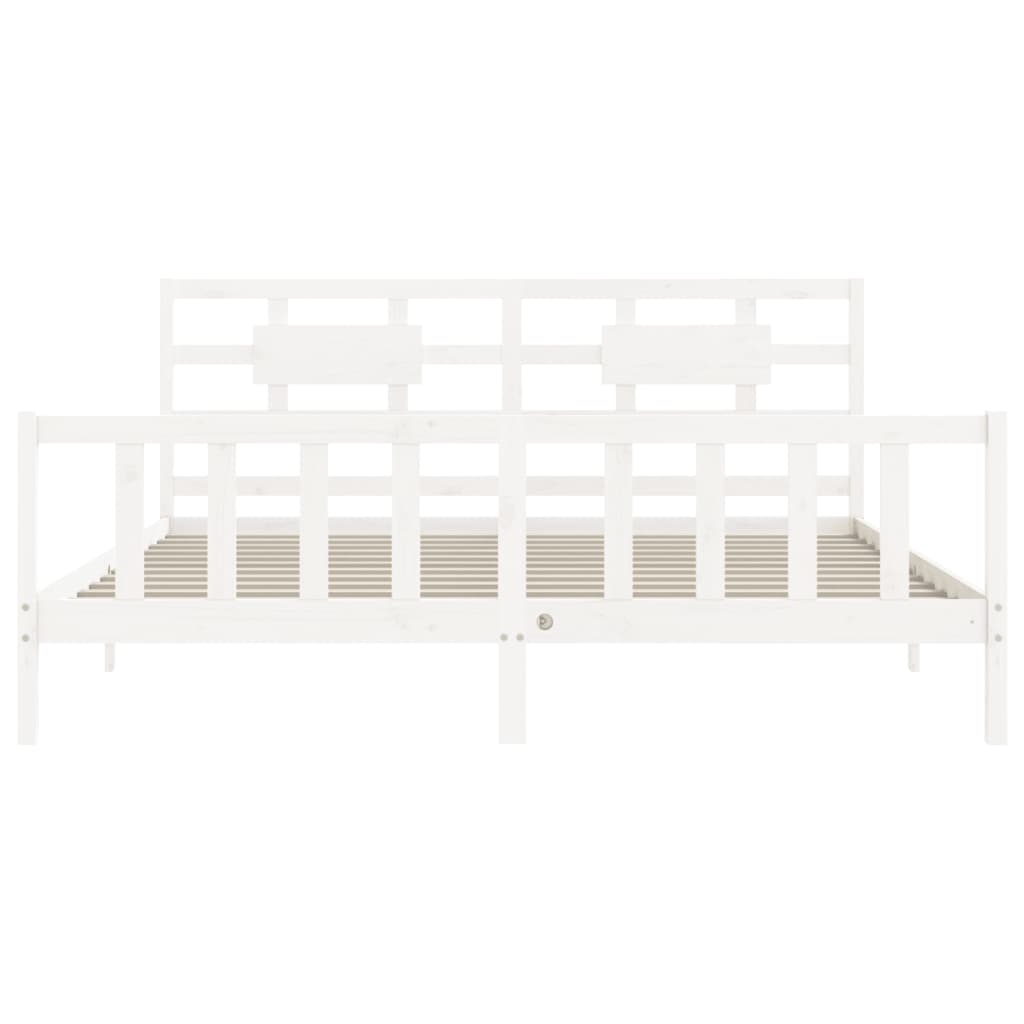 Cadre de lit sans matelas blanc bois massif de pin