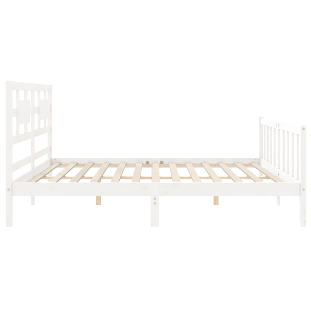 Cadre de lit sans matelas blanc bois massif de pin