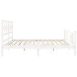 Cadre de lit sans matelas blanc bois massif de pin