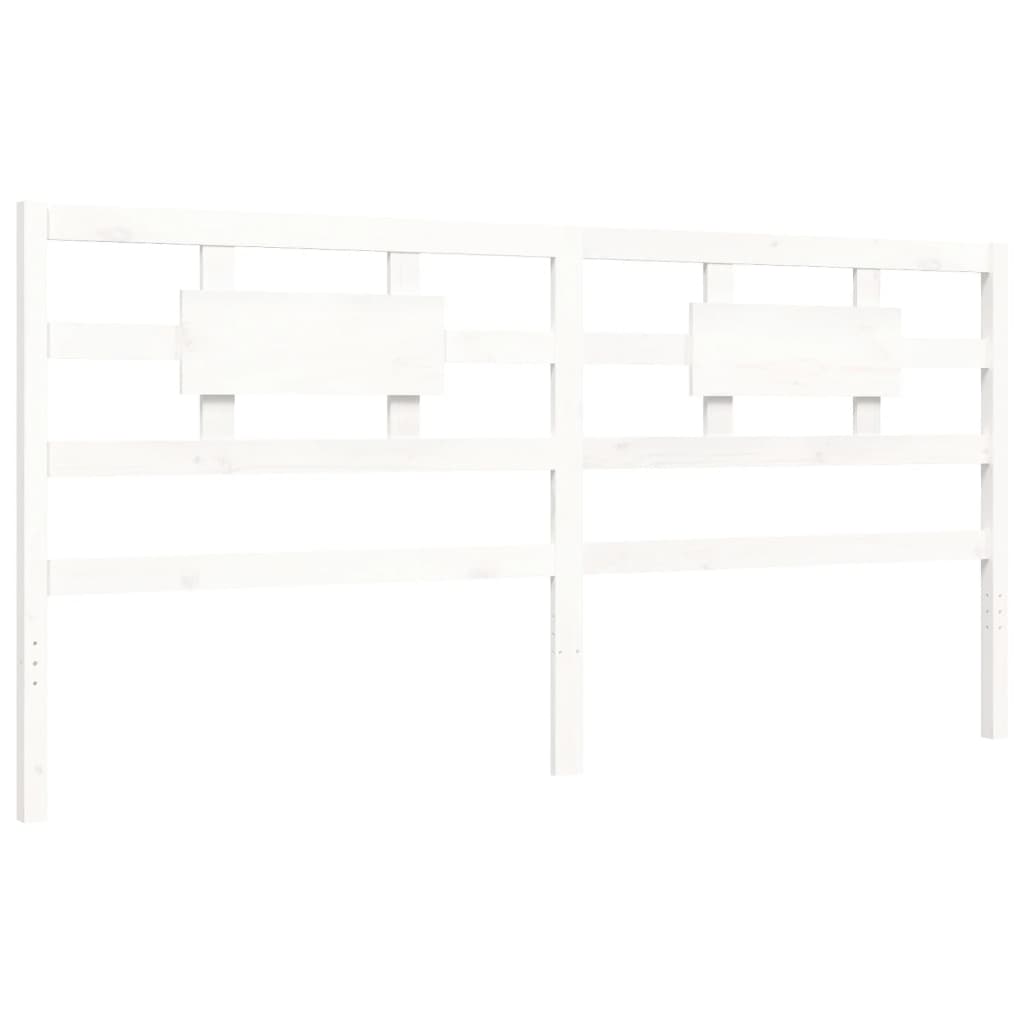 Cadre de lit sans matelas blanc bois massif de pin