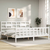 Cadre de lit sans matelas blanc bois massif de pin