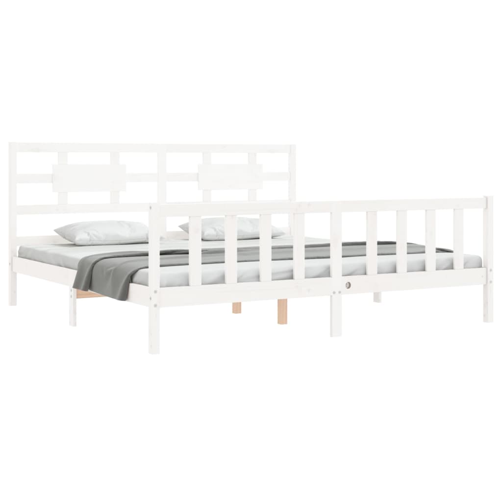 Cadre de lit sans matelas blanc 200x200 cm bois massif de pin