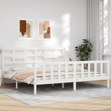 Cadre de lit sans matelas blanc 200x200 cm bois massif de pin