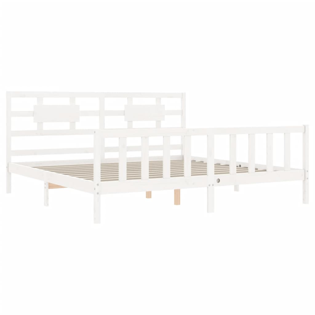 Cadre de lit sans matelas blanc 200x200 cm bois massif de pin