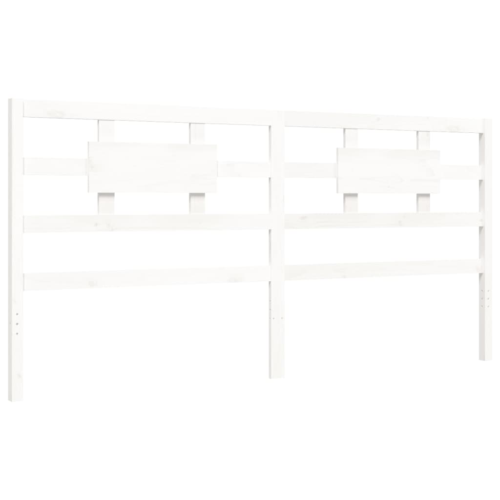 Cadre de lit sans matelas blanc 200x200 cm bois massif de pin