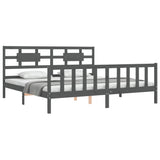 Cadre de lit sans matelas gris 200x200 cm bois massif de pin