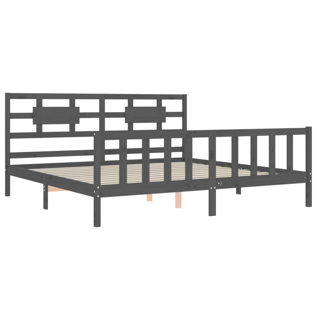 Cadre de lit sans matelas gris 200x200 cm bois massif de pin