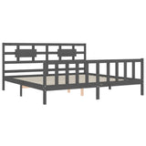 Cadre de lit sans matelas gris 200x200 cm bois massif de pin