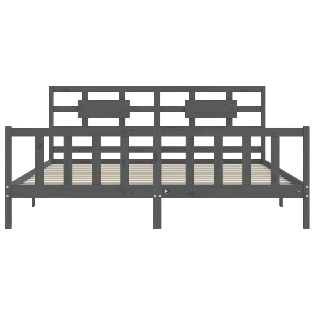 Cadre de lit sans matelas gris 200x200 cm bois massif de pin