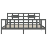 Cadre de lit sans matelas gris 200x200 cm bois massif de pin