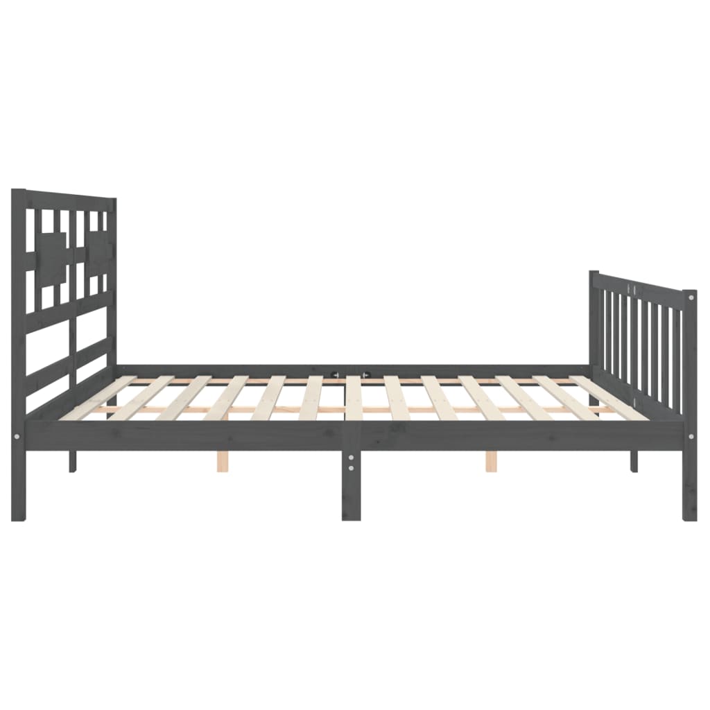 Cadre de lit sans matelas gris 200x200 cm bois massif de pin