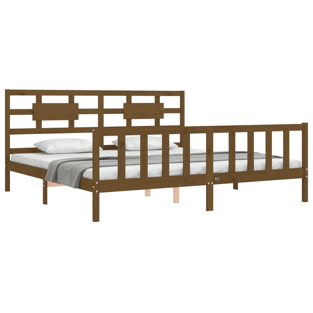 Cadre de lit sans matelas marron miel 200x200cm bois pin massif