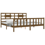 Cadre de lit sans matelas marron miel 200x200cm bois pin massif