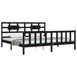 Cadre de lit sans matelas noir 200x200 cm bois massif de pin