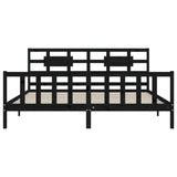 Cadre de lit sans matelas noir 200x200 cm bois massif de pin