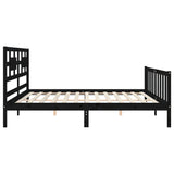 Cadre de lit sans matelas noir 200x200 cm bois massif de pin