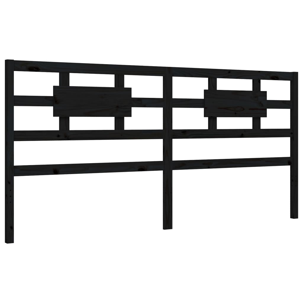 Cadre de lit sans matelas noir 200x200 cm bois massif de pin