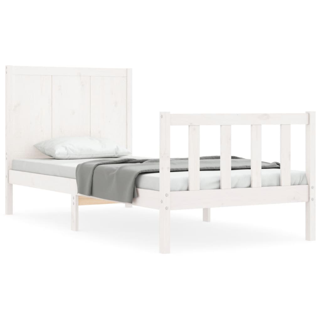 Bed frame without mattress white solid pine wood