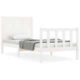 Cadre de lit sans matelas blanc bois de pin massif