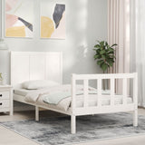 Bed frame without mattress white solid pine wood