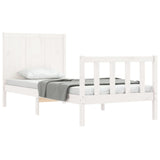 Bed frame without mattress white solid pine wood